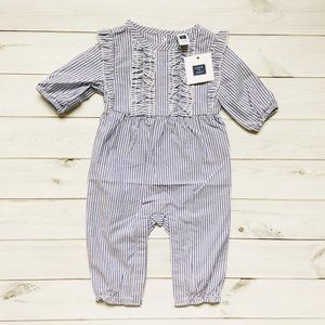 NWT Janie and Jack Striped Ruffle Romper 3-6 Months Resort